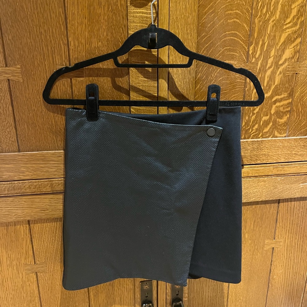 Club Monaco wrap faux leather black skirt